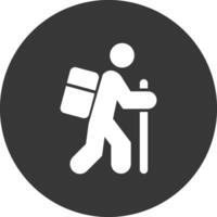 Hiking Glyph Inverted Icon vector