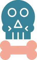 Skull Glyph Two Color Icon vector