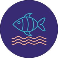 Sea Life Line Two Color Circle Icon vector