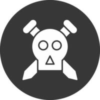 cráneo glifo invertido icono vector