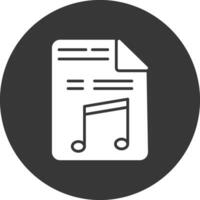 Music File Glyph Inverted Icon vector