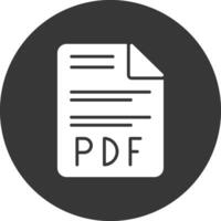 Pdf Glyph Inverted Icon vector