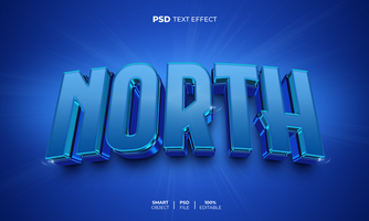 norte 3d editável texto efeito psd