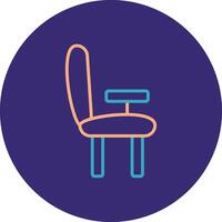 Desk Chair Line Two Color Circle Icon vector