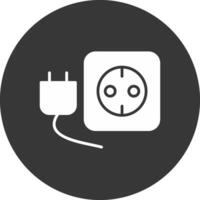 Plug And Socket Glyph Inverted Icon vector