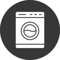 icono de glifo de lavadora invertido vector