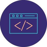 coding Line Two Color Circle Icon vector