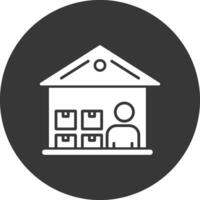 Warehouse Manager Glyph Inverted Icon vector