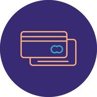 crédito tarjeta línea dos color circulo icono vector