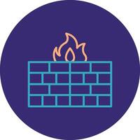 Firewall Line Two Color Circle Icon vector