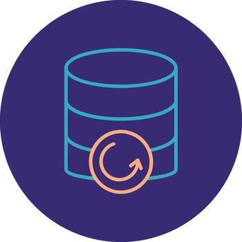 Database Backup Line Two Color Circle Icon vector