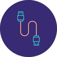 Database Cable Line Two Color Circle Icon vector