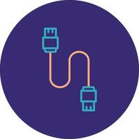 Database Cable Line Two Color Circle Icon vector