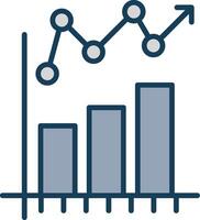 Statistical Chart Line Filled Grey Icon vector