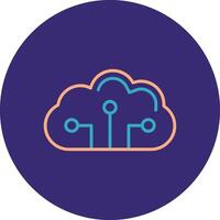 Cloud Circuit Line Two Color Circle Icon vector