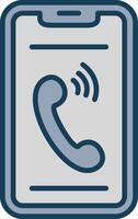 Phone Line Filled Grey Icon vector