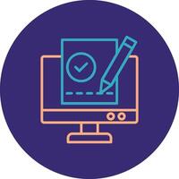 Work PC Line Two Color Circle Icon vector