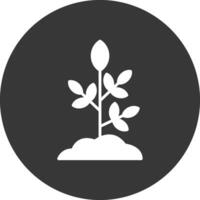 planta glifo invertido icono vector