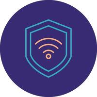 Wifi seguridad línea dos color circulo icono vector