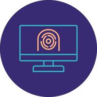 Security Computer Faceprint Line Two Color Circle Icon vector