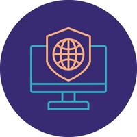 Security Computer Connect Line Two Color Circle Icon vector