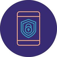 Security mobile Lock Line Two Color Circle Icon vector