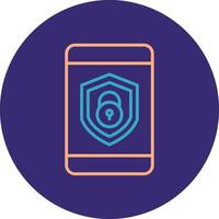 Security mobile Lock Line Two Color Circle Icon vector