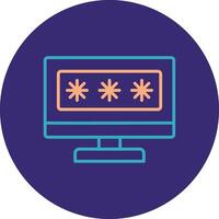 Security Computer Password Line Two Color Circle Icon vector