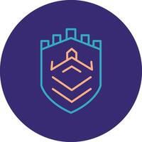 Security Castle Tech Line Two Color Circle Icon vector