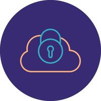 Security Castle Cloud Line Two Color Circle Icon vector