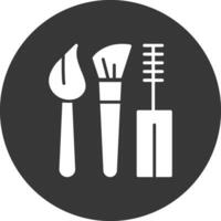 Makeup Brushes Glyph Inverted Icon vector