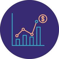 ventas Estadísticas línea dos color circulo icono vector