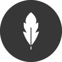 Feather Glyph Inverted Icon vector