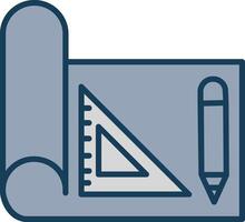 Draft Tools Line Filled Grey Icon vector