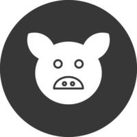 Pig Glyph Inverted Icon vector