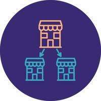 Chain Store Line Two Color Circle Icon vector