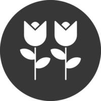 flores glifo invertido icono vector