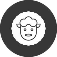 icono de glifo de oveja invertido vector