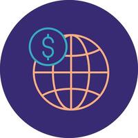 Global Business Line Two Color Circle Icon vector