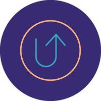 U Turn Line Two Color Circle Icon vector