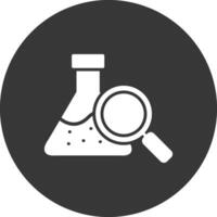 químico análisis glifo invertido icono vector
