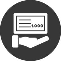 Cheque Glyph Inverted Icon vector