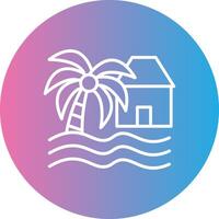 Beach House Line Gradient Circle Icon vector