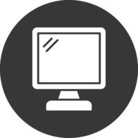 Monitor Screen Glyph Inverted Icon vector