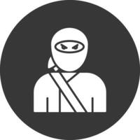 ninja glifo invertido icono vector