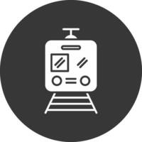 Train Glyph Inverted Icon vector