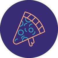 Pizza Slice Line Two Color Circle Icon vector