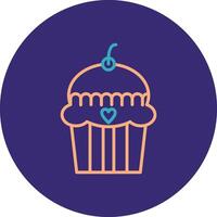 cake Line Two Color Circle Icon vector