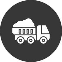 Dumper Truck Glyph Inverted Icon vector