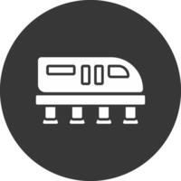 Monorail Glyph Inverted Icon vector